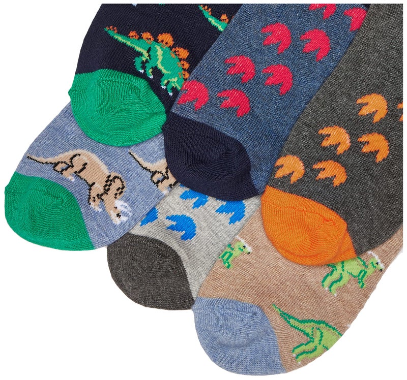 Jefferies Socks boys Boy s Dinosaur Pattern Cotton Crew Socks 6 Pack Multi Small, Multi, Small US - Image 3